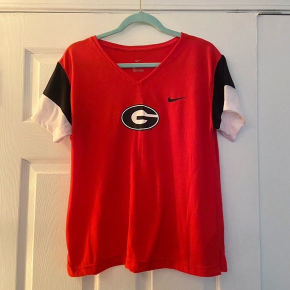 Nike Georgia UGA Performance V Neck Top - Picture 1 of 5